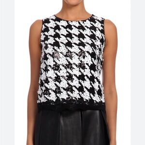 Guess Black and White Sequin Sleeveless Top size small